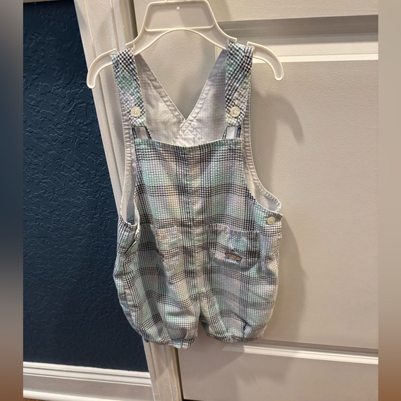 parisian bebe Other - Parisian Bebe Sailboat Seersucker Plaid Shortalls Overalls 24 months 24m Boy